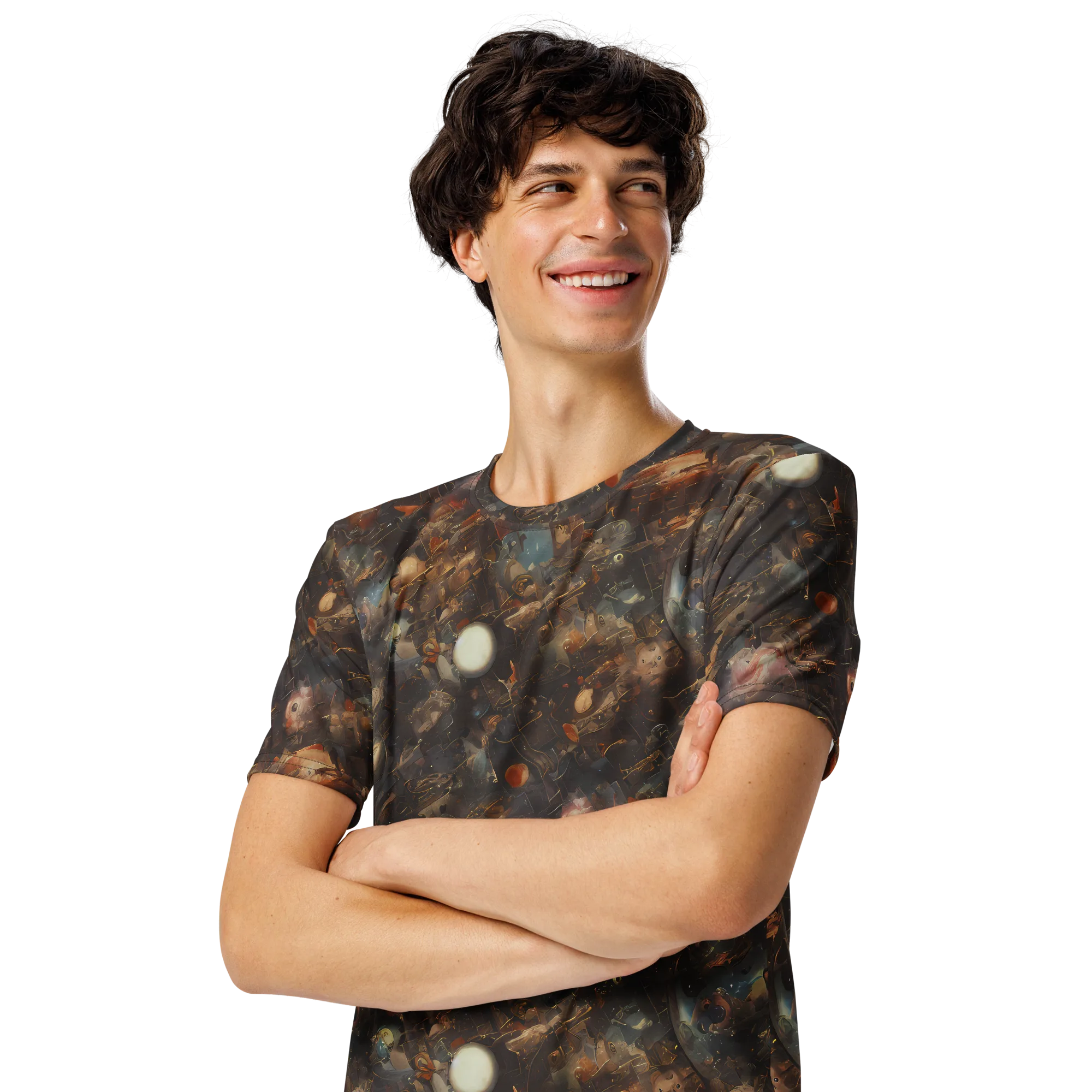 Bronze Nebula on Men's Crew Neck T-Shirt — Left Front