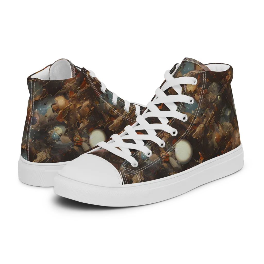 Bronze Nebula on Men's High Top Canvas Shoes — Left