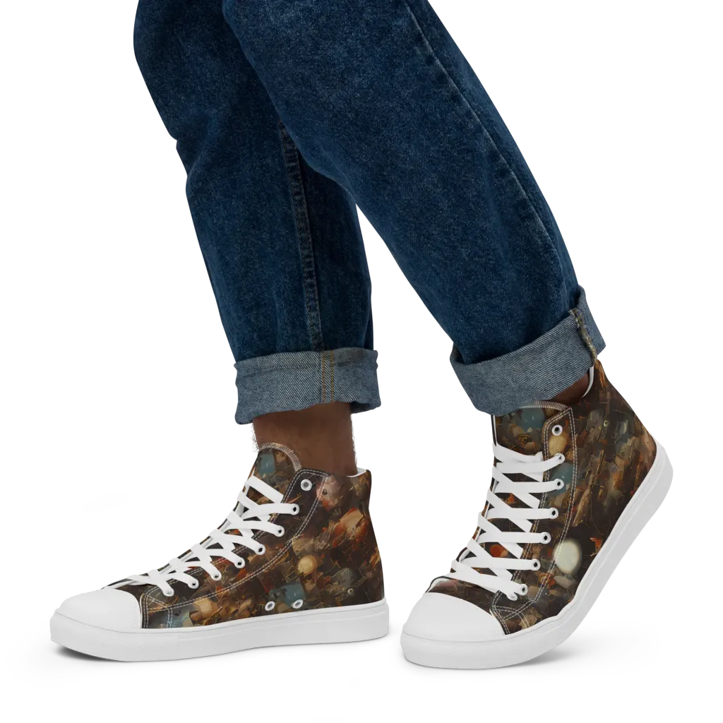 Bronze Nebula on Men's High Top Canvas Shoes — Left