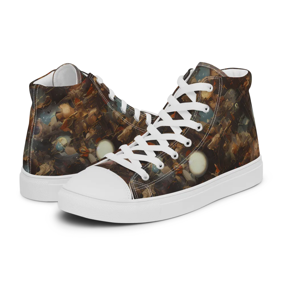 Bronze Nebula on Women's High Top Canvas Shoes — Left