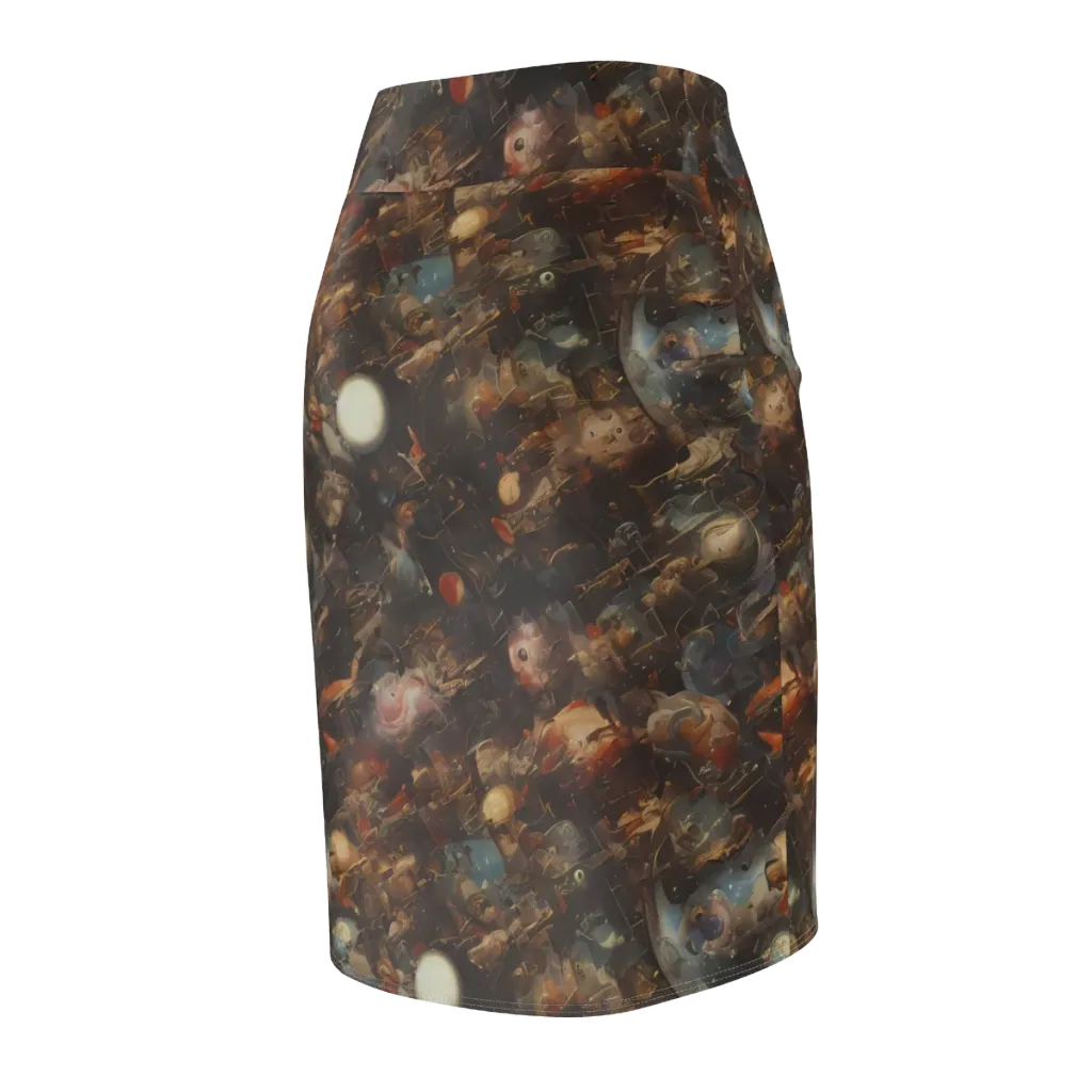 Bronze Nebula on Pencil Skirt — Back Side