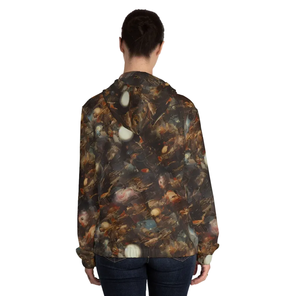 Bronze Nebula on Women's Full-Zip Hoodie — Back On Person