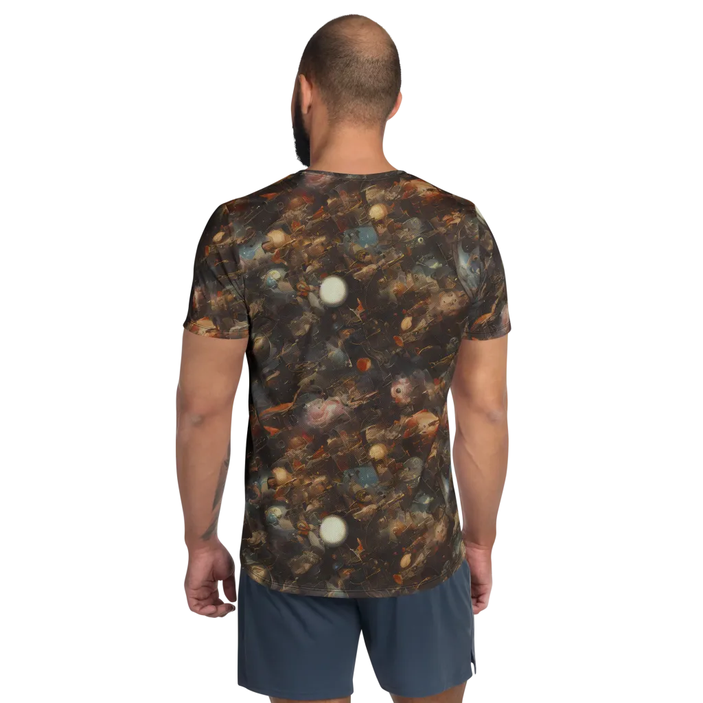 Bronze Nebula on Men's Athletic T-Shirt — Back