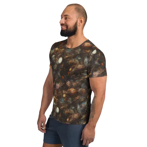 Bronze Nebula on a Men's Athletic T-Shirt