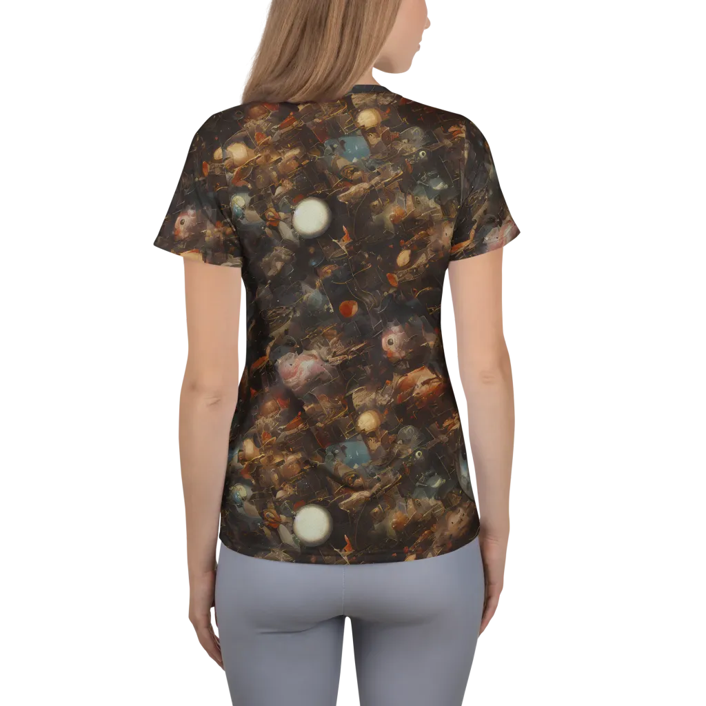 Bronze Nebula on Women's Athletic T-Shirt — Back