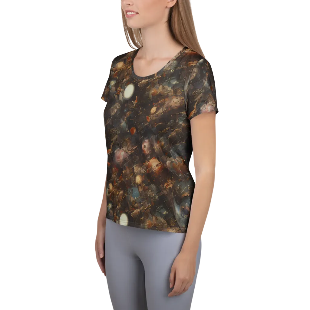 Bronze Nebula on Women's Athletic T-Shirt — Left