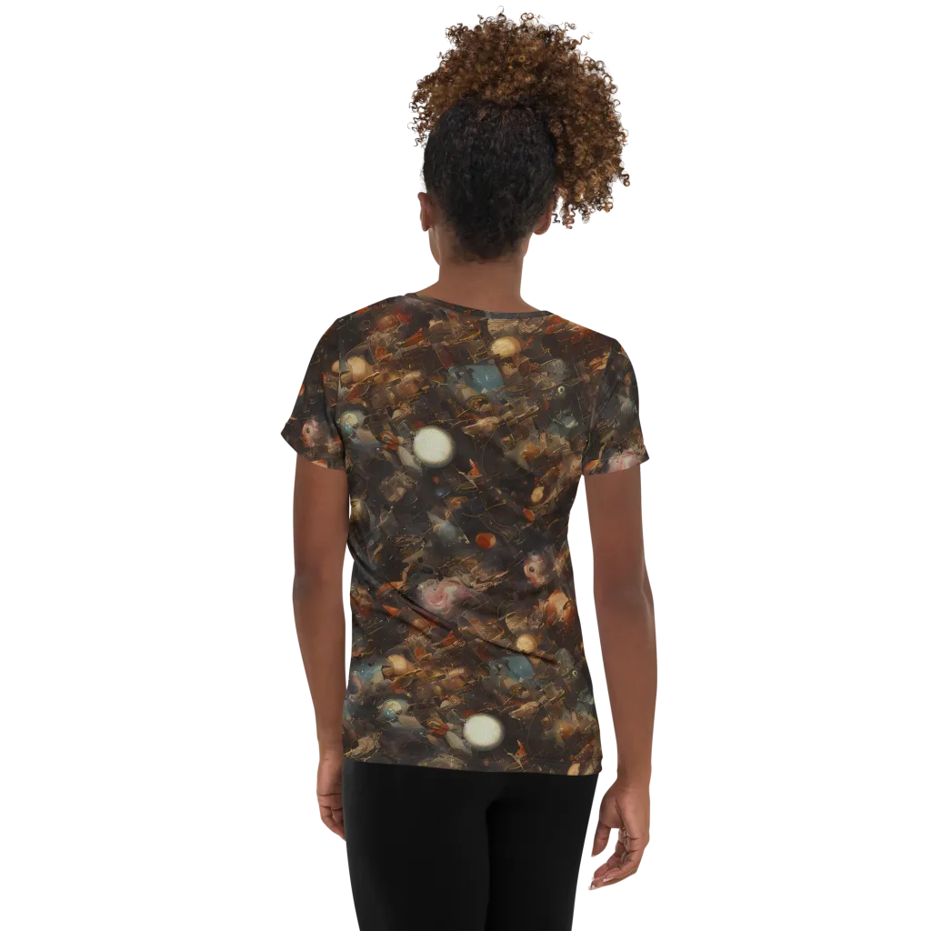 Bronze Nebula on Women's Athletic T-Shirt — Back