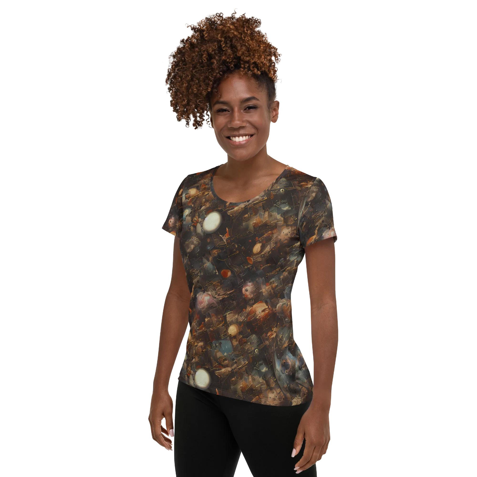 Bronze Nebula on Women's Athletic T-Shirt — Left