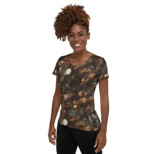 Bronze Nebula on a Women's Athletic T-Shirt