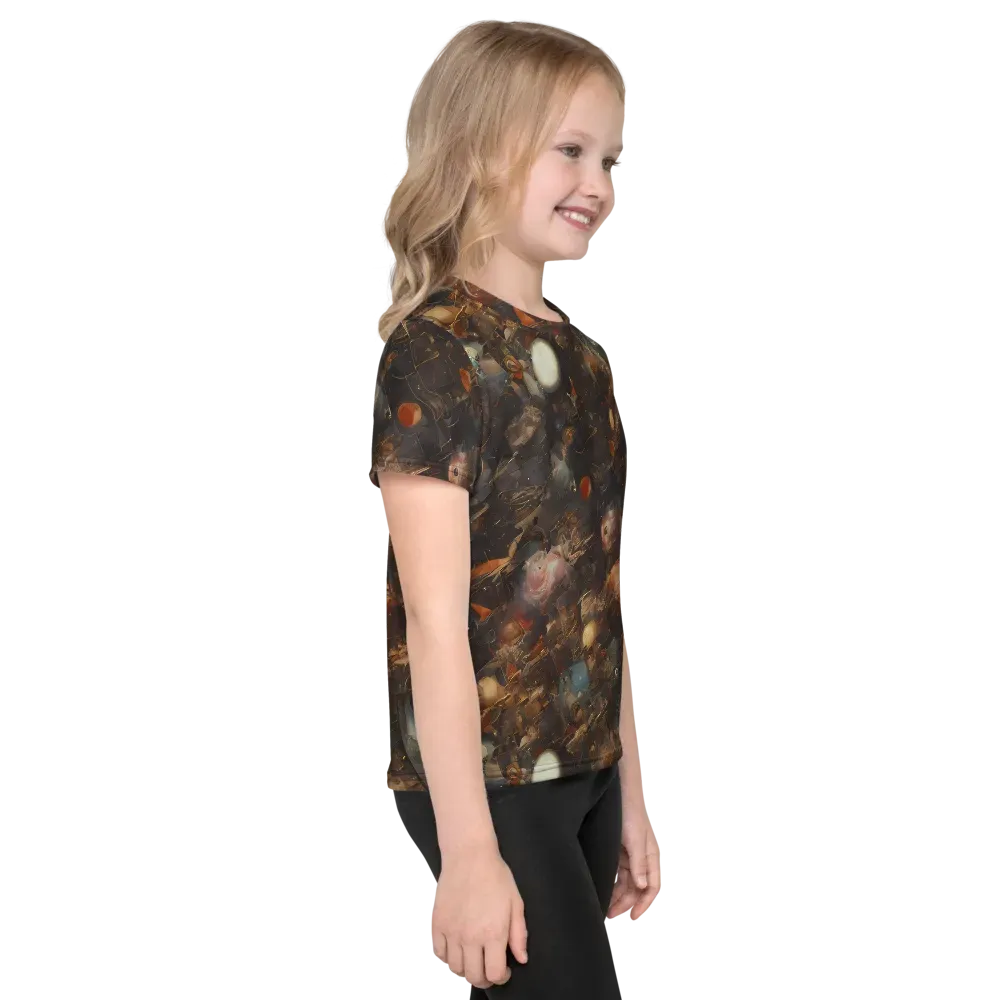 Bronze Nebula on Kids Crew Neck T-Shirt — Right