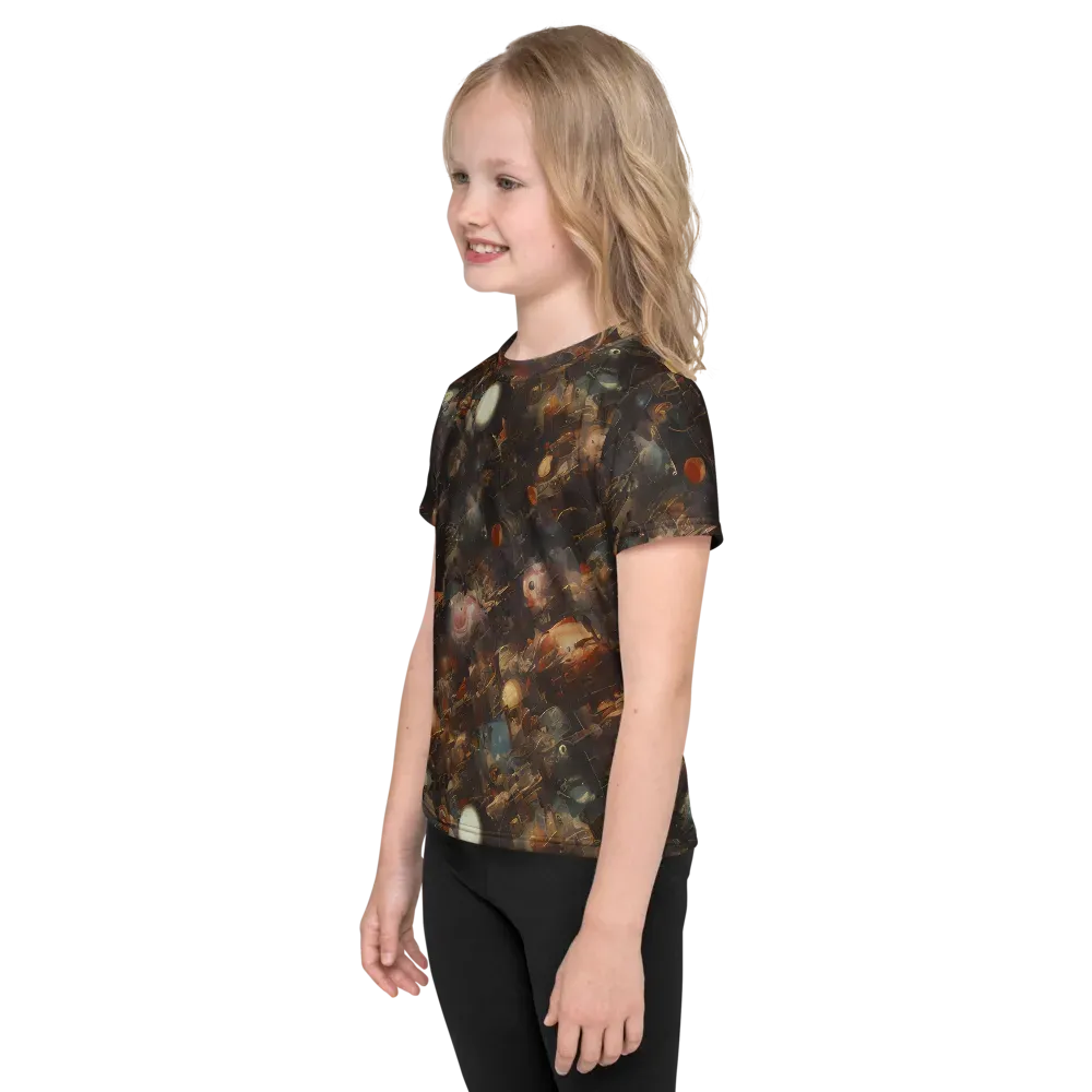 Bronze Nebula on Kids Crew Neck T-Shirt — Left