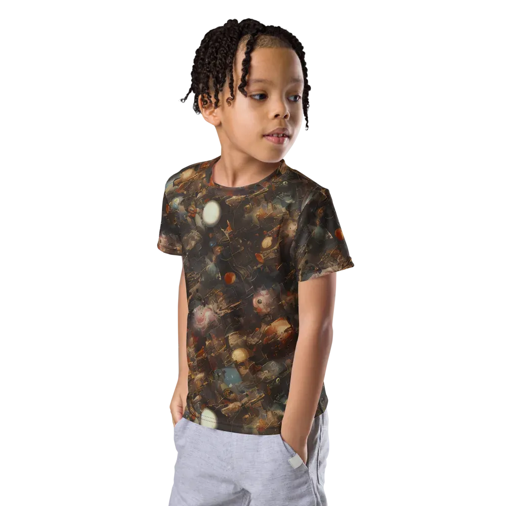 Bronze Nebula on Kids Crew Neck T-Shirt — Left Front