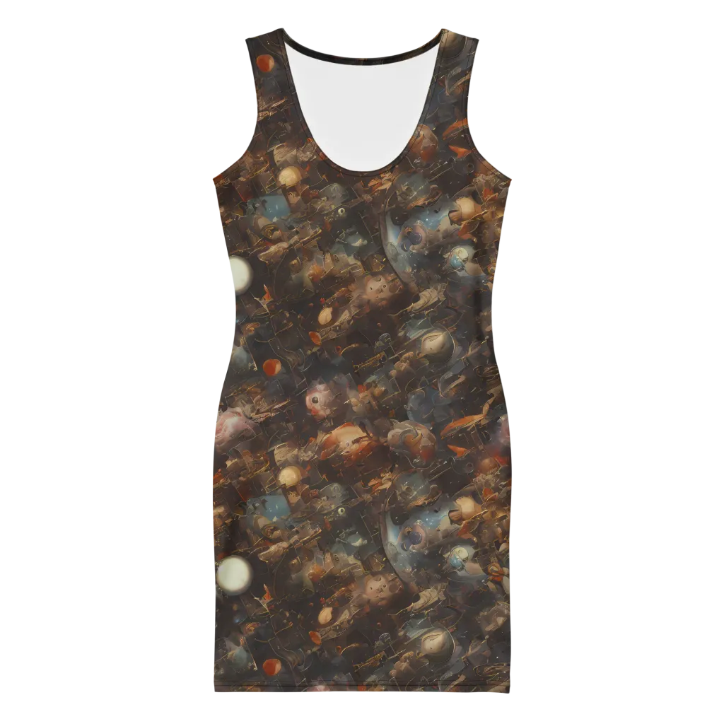 Bronze Nebula on Bodycon Dress — Front
