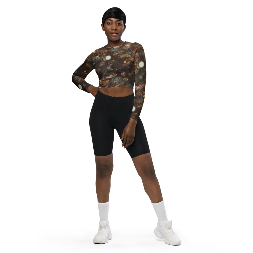 Bronze Nebula on Long Sleeve Crop Top — Front