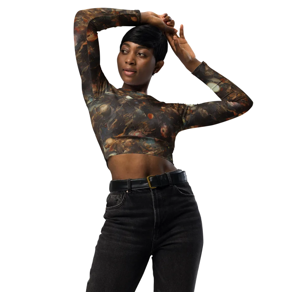 Bronze Nebula on Long Sleeve Crop Top — Front