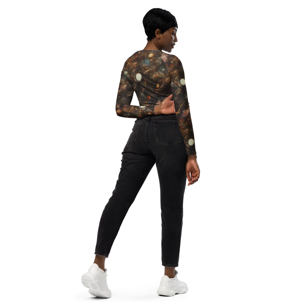 Bronze Nebula on Long Sleeve Crop Top — Right Back