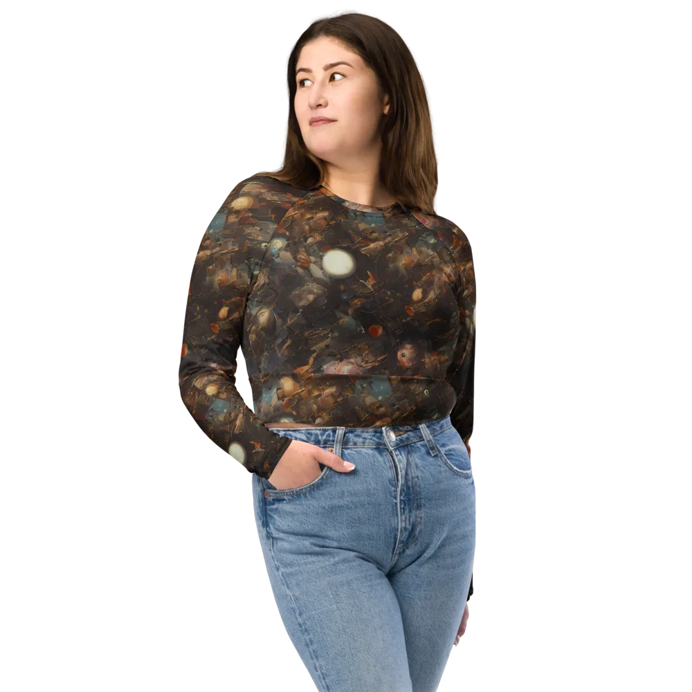 Bronze Nebula on Long Sleeve Crop Top — Front