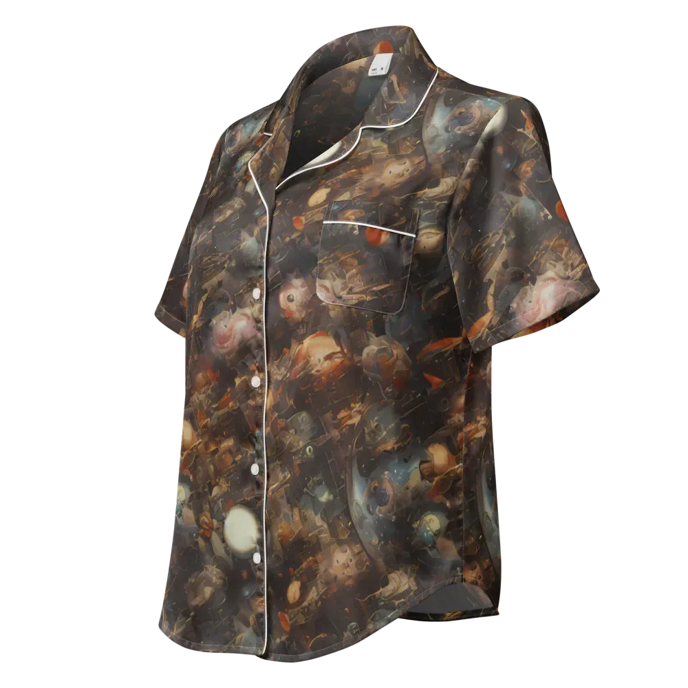 Bronze Nebula on Women's Short Sleeve Pajama Top — Left Front