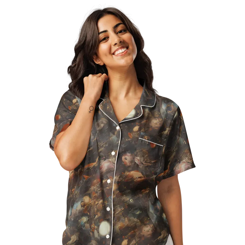Bronze Nebula on Women's Short Sleeve Pajama Top — Front