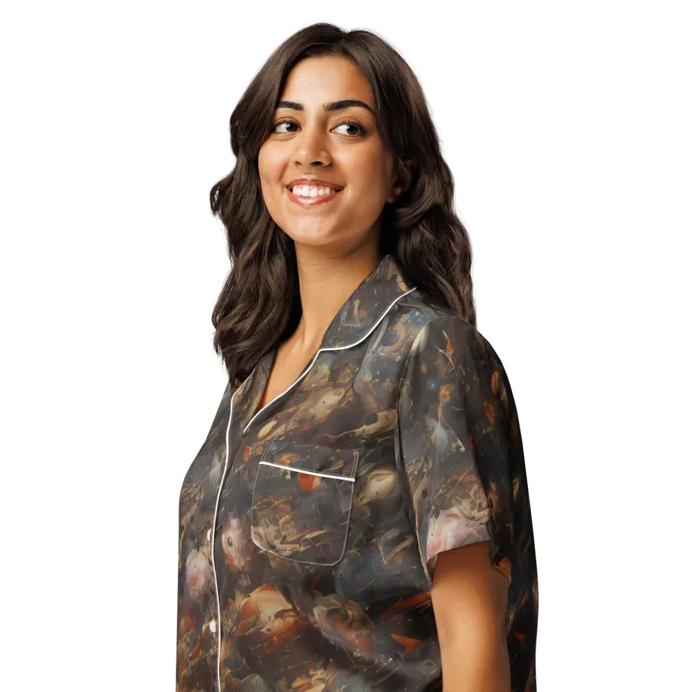 Bronze Nebula on Women's Short Sleeve Pajama Top — Left Front