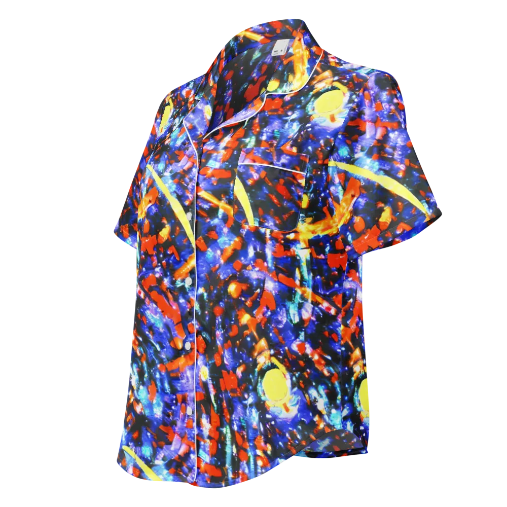 Afterdark Fusion on Women's Short Sleeve Pajama Top — Left Front