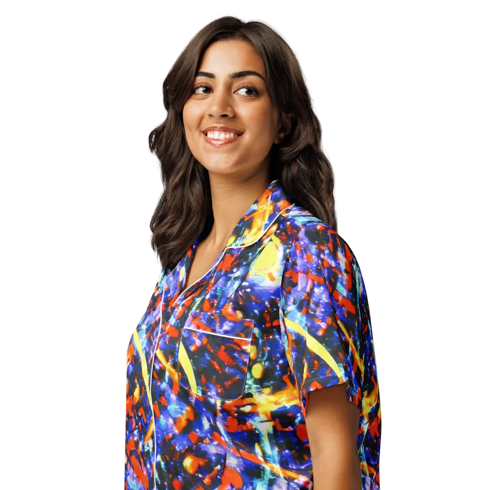 Afterdark Fusion on Women's Short Sleeve Pajama Top — Left Front