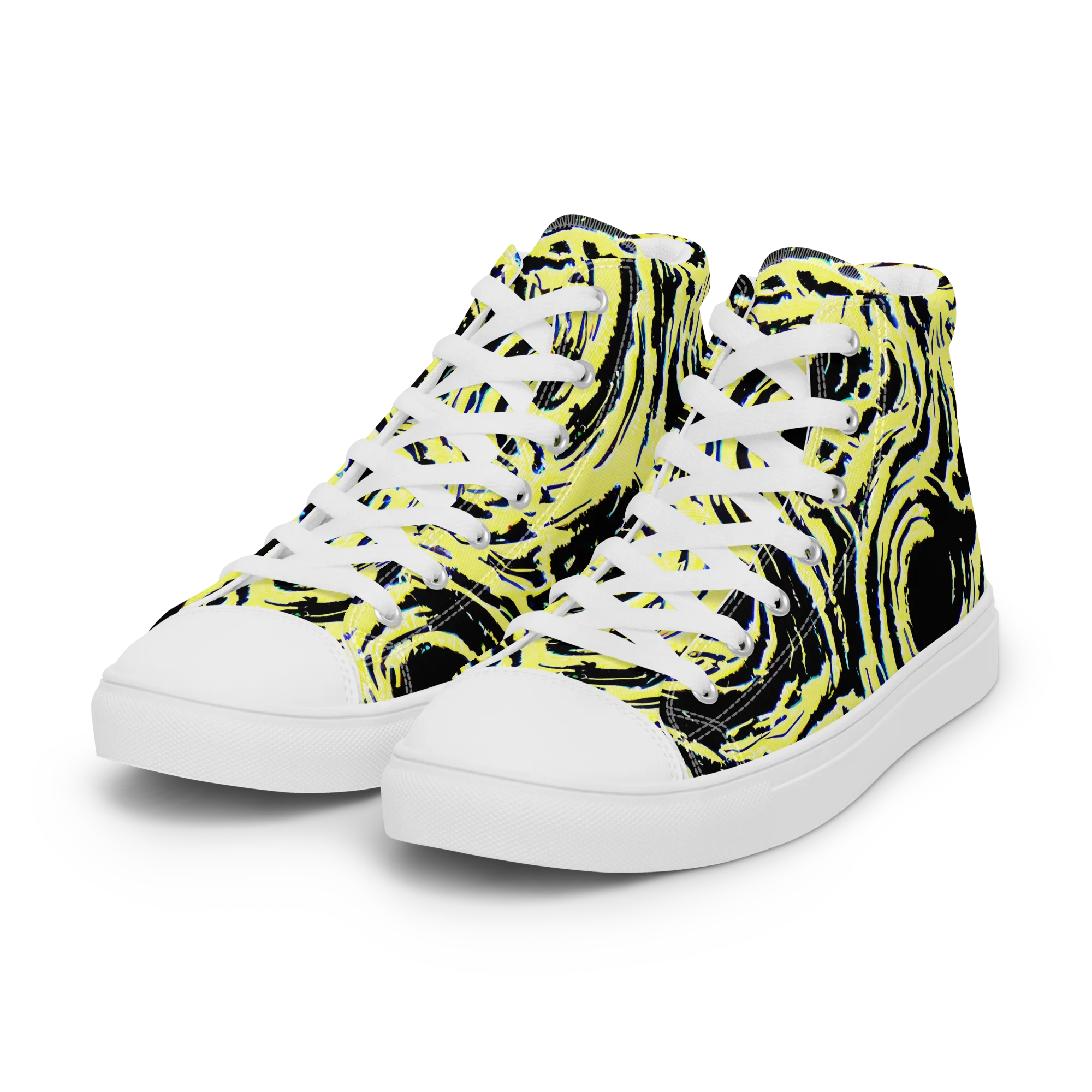 Charged Ink on Women's High Top Canvas Shoes — Left Front