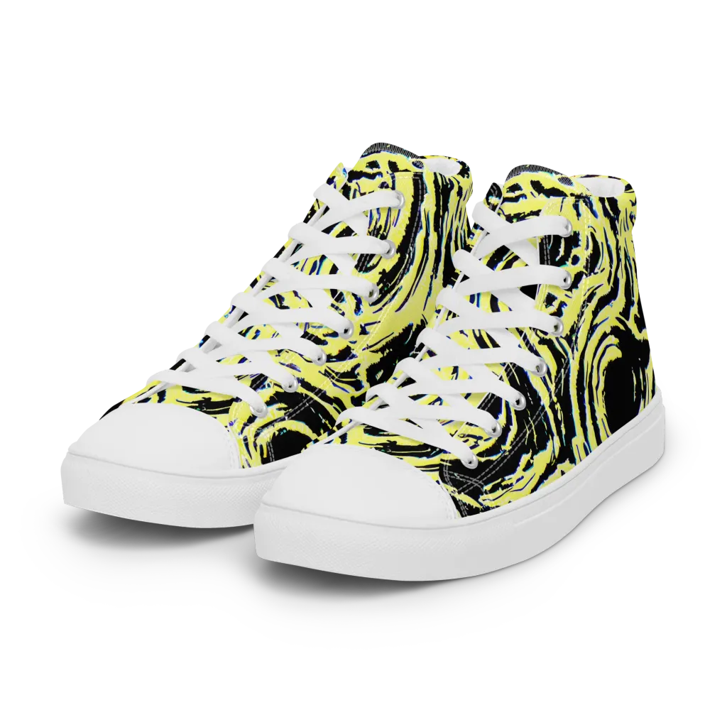 Charged Ink on Women's High Top Canvas Shoes — Left Front