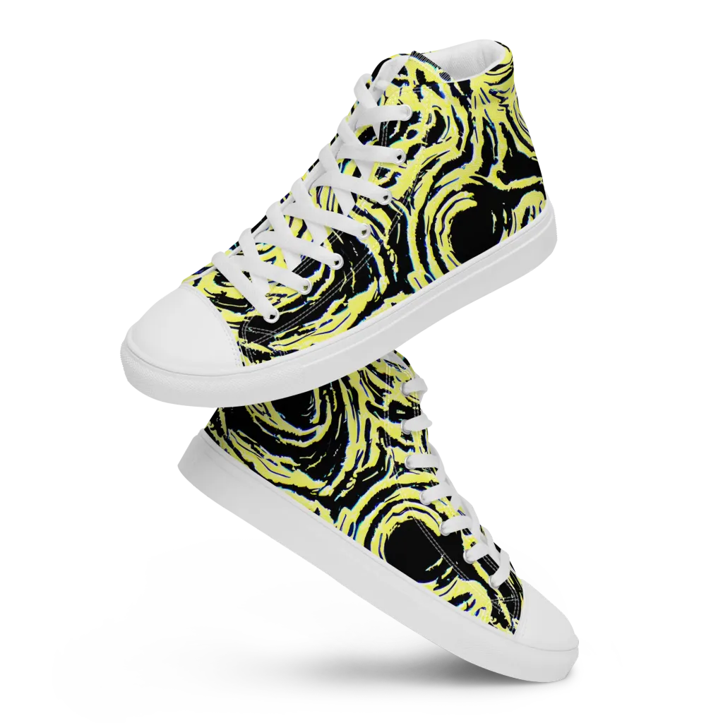 Charged Ink on Women's High Top Canvas Shoes — Front
