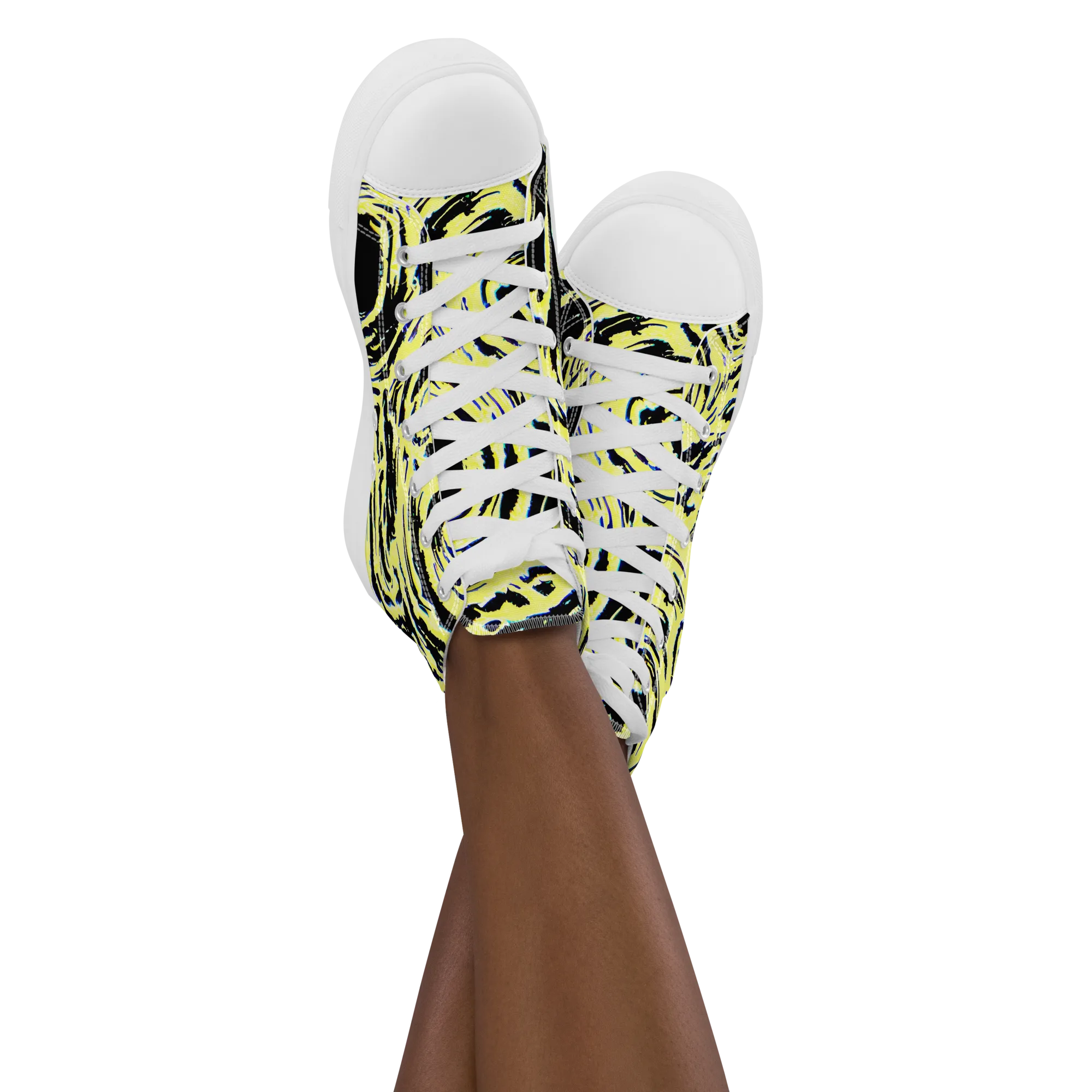 Charged Ink on Women's High Top Canvas Shoes — Front