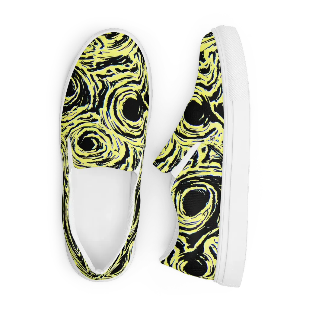 Charged Ink on Men's Slip-On Canvas Shoes — Front