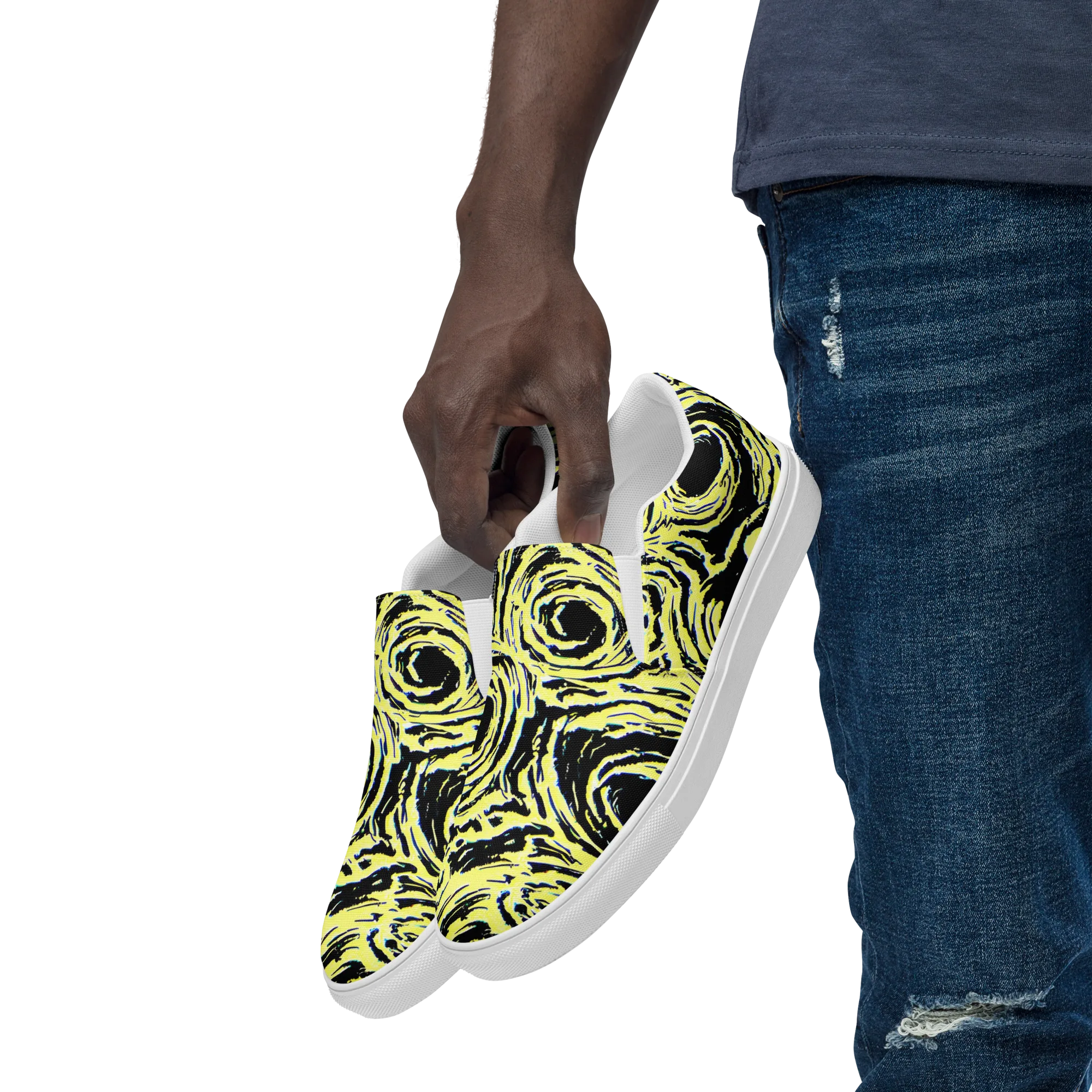 Charged Ink on Men's Slip-On Canvas Shoes — Left Front