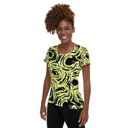 Charged Ink on a Women's Athletic T-Shirt