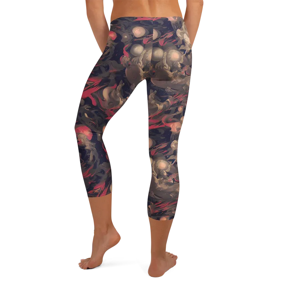 Midnight Collage on Capri Leggings — Back