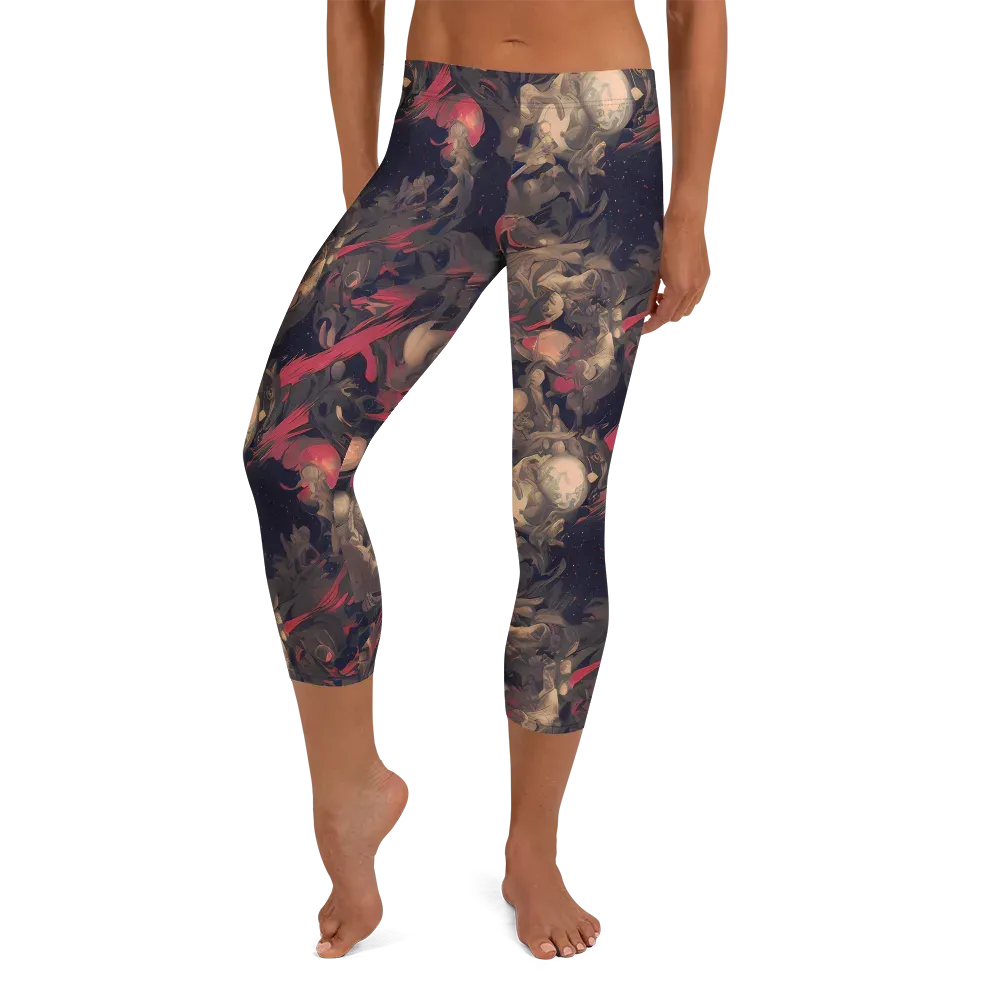 Midnight Collage on Capri Leggings — Front