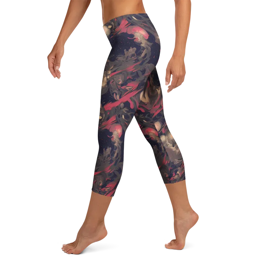 Midnight Collage on Capri Leggings — Left