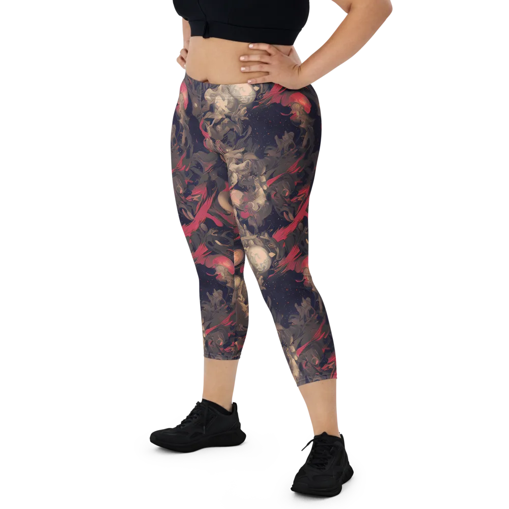 Midnight Collage on Capri Leggings — Front