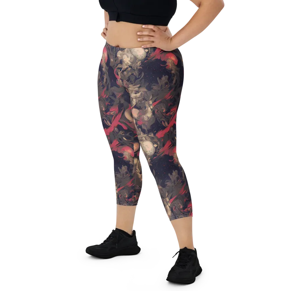 Midnight Collage on Capri Leggings — Front