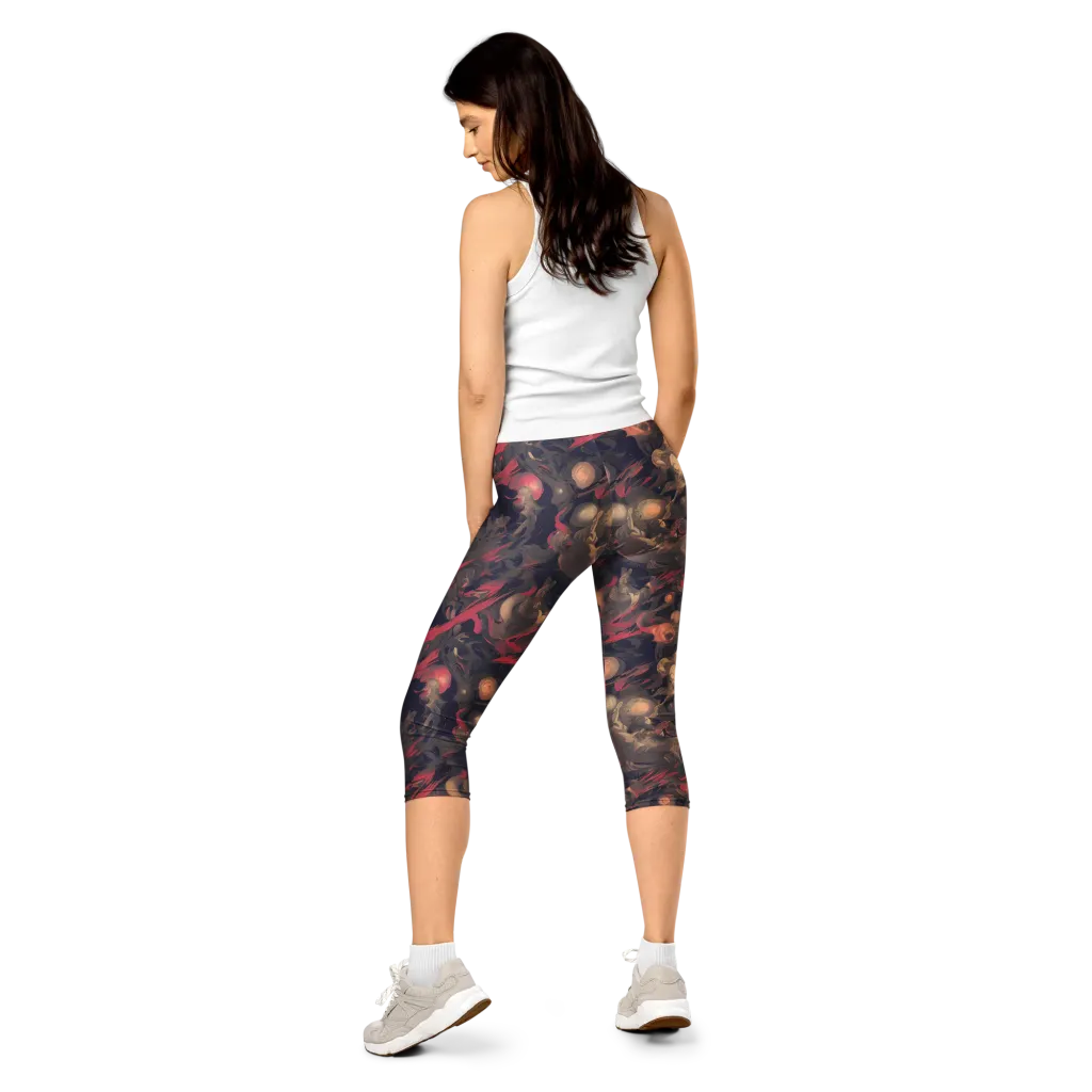 Midnight Collage on Capri Leggings — Back