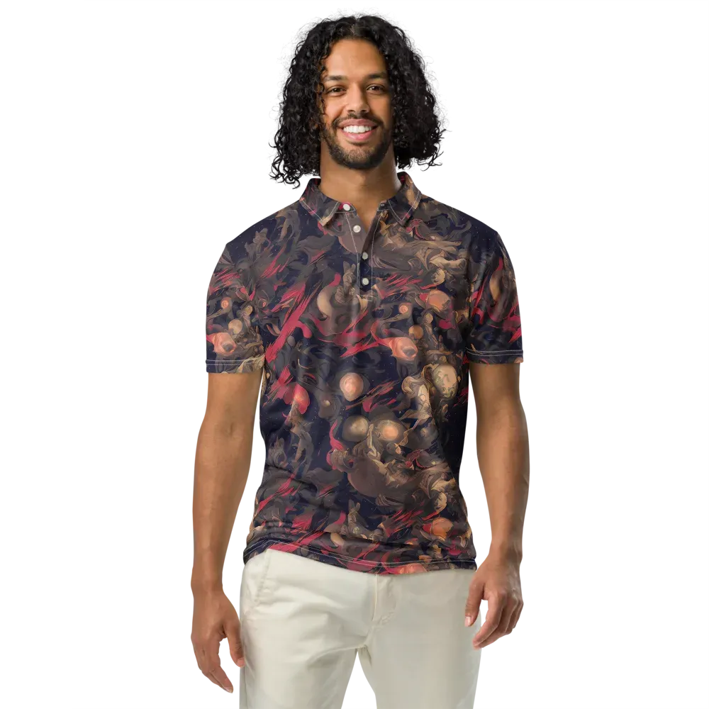 Midnight Collage on Men's Slim Fit Polo Shirt — Front