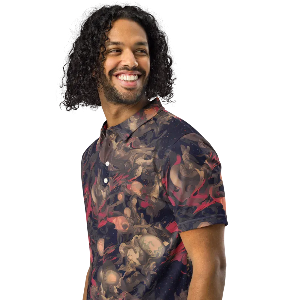 Midnight Collage on Men's Slim Fit Polo Shirt — Left Front