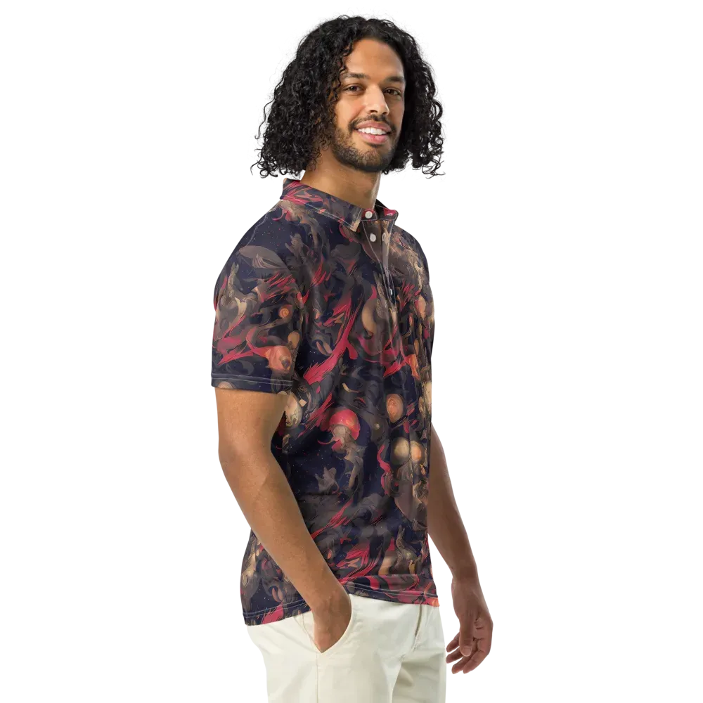 Midnight Collage on Men's Slim Fit Polo Shirt — Right Front