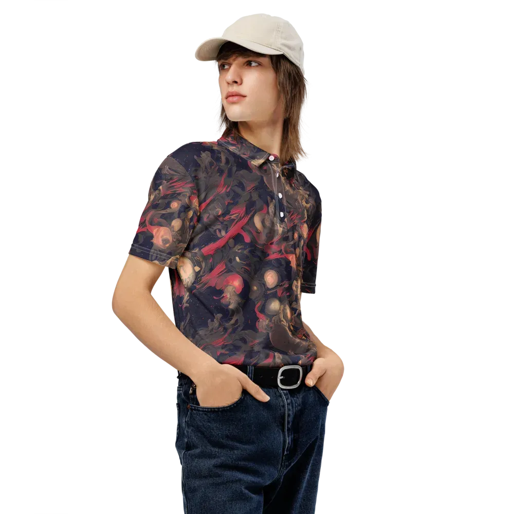 Midnight Collage on Men's Slim Fit Polo Shirt — Right Front