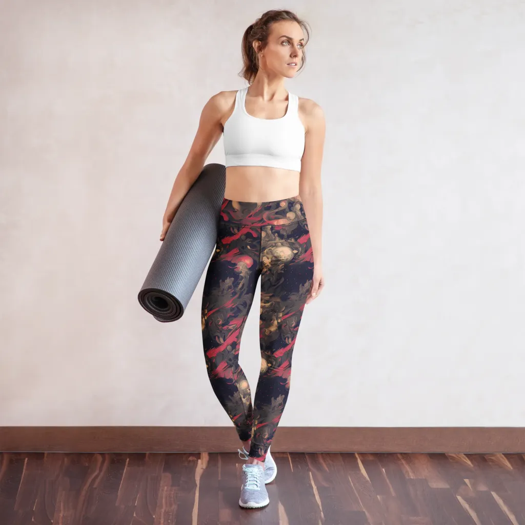 Midnight Collage on Yoga Leggings — Front