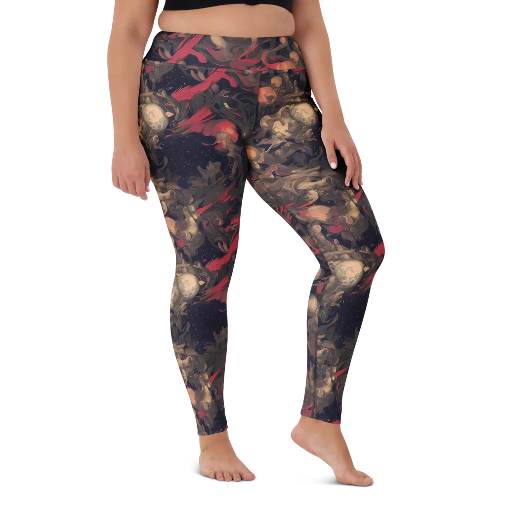 Midnight Collage on Yoga Leggings — Front