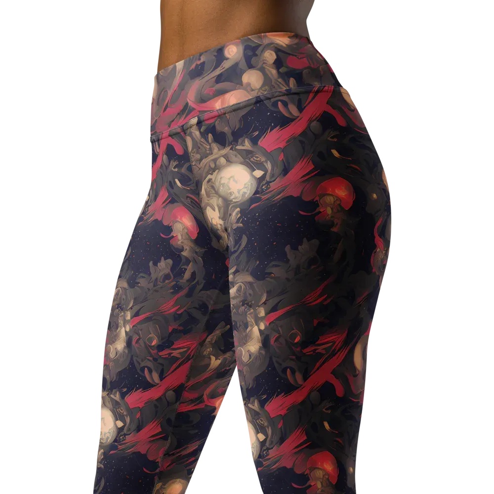 Midnight Collage on Yoga Leggings — Left Front