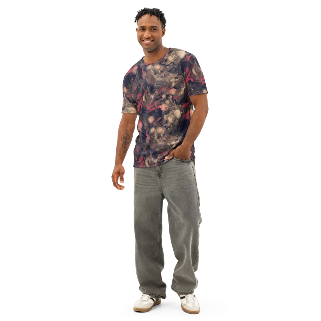 Midnight Collage on Men's Cotton Crew Neck T-Shirt — Front
