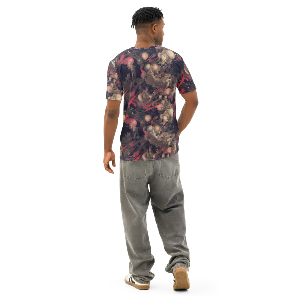 Midnight Collage on Men's Cotton Crew Neck T-Shirt — Back