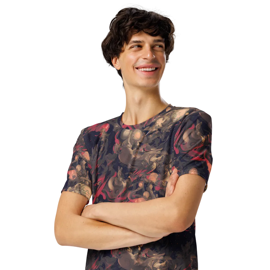Midnight Collage on Men's Crew Neck T-Shirt — Left Front
