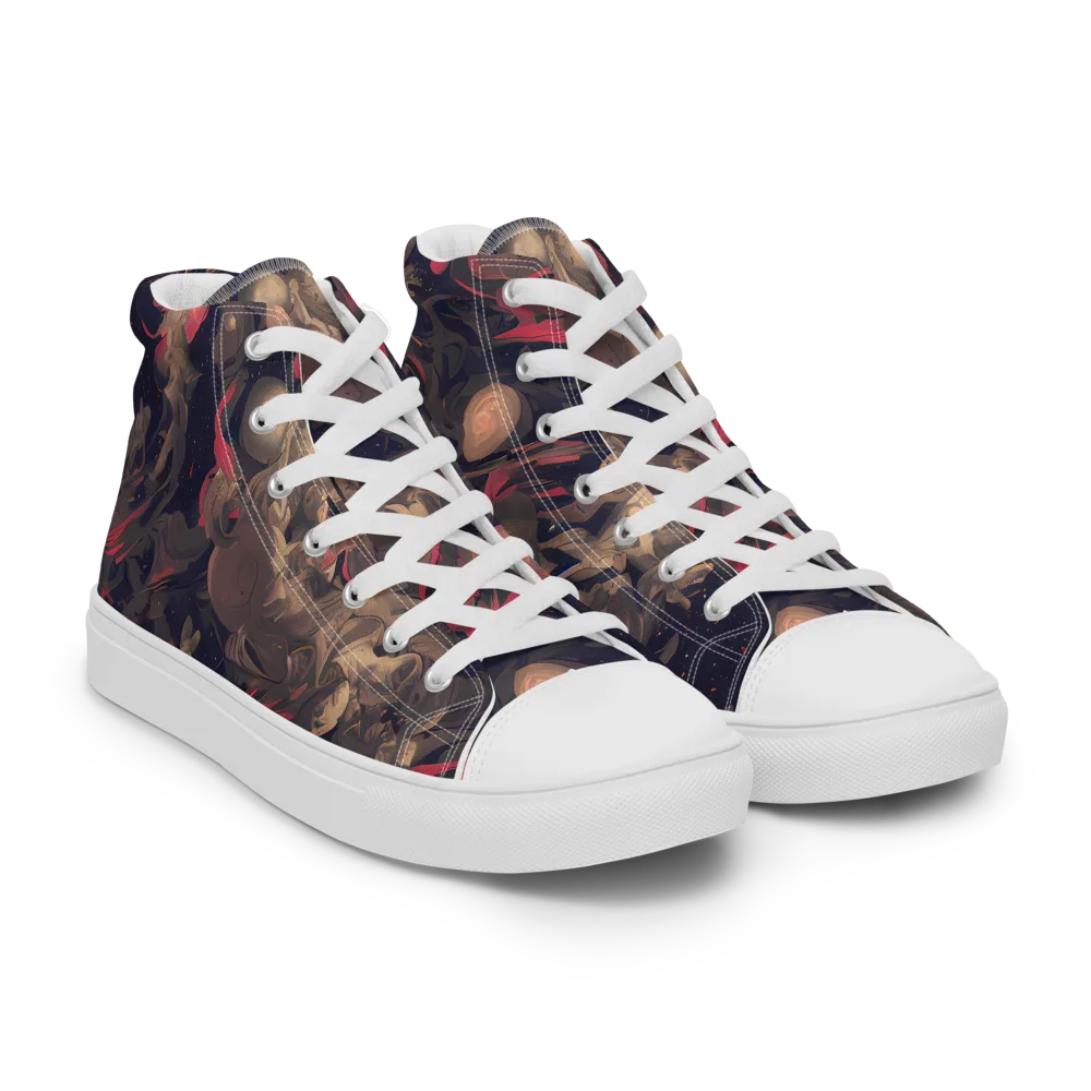 Midnight Collage on Men's High Top Canvas Shoes — Right Front